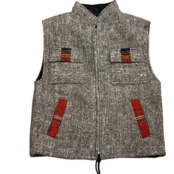 Guatemala Wool Zip Vest, Pockets, Brown, M - Picture 1 of 8
